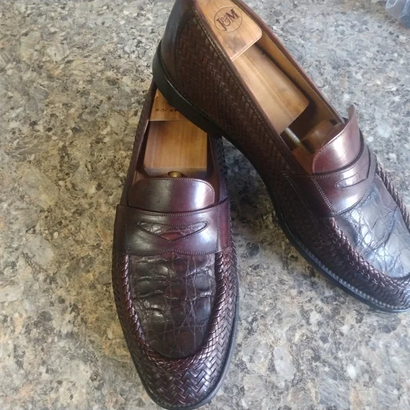 Mezlan Men Brown Woven Crocodile Dress Slipon Loafer size 11  display picture 1